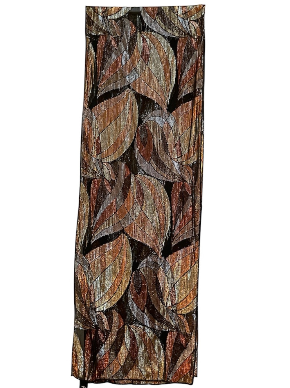 Oscar de la Renta Metallic Leaf Scarf in Bronze, Gold & Black